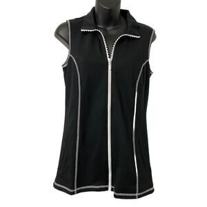 Quacker Factory Women XXS Rhinestone Zip Vest Embroidered Fairy Goth Rockabilly